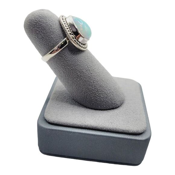 Ethiopian Opal Ring Natural Gemstone 925 Solid Sterling Silver Handmade Designer - Picture 3 of 7